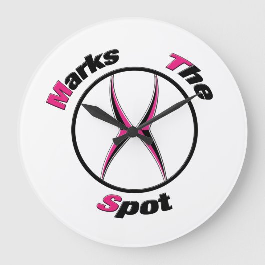 X markiert den Punkt Große Wanduhr (Vorderseite)