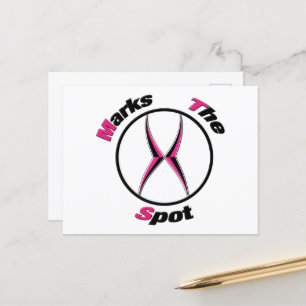 X markiert den Punkt Postkarte