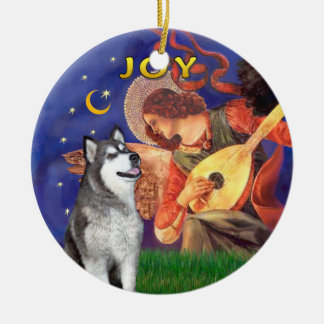 X Mas Angel 3 und ein Alaskan Malamute Keramik Ornament