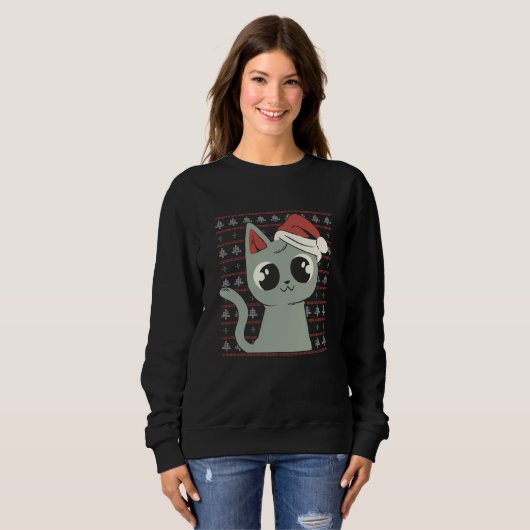 X-Mas Cat Ugly Sweater Sweatshirt (Vorne ganz)
