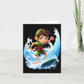 X-mas Christmas Elf Riding Surfboard Surfboard  Karte (Vorderseite)