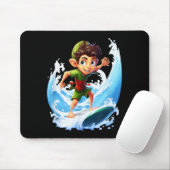 X-mas Christmas Elf Riding Surfboard Surfboard Mousepad (Mit Mouse)