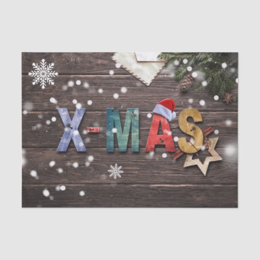 X-Mas farbige Buchstaben Seidenpapier (Vorderseite)