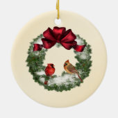 X-Mas-Kranz und Vögel Keramik Ornament (Hinten)