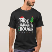 X Mas Matching Nice oder Naughty oder Bougie Pajam T-Shirt (Vorderseite)