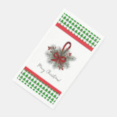 X-Mas Pine & Red Ribbon mit Baumgrenze Serviette (Ecke)