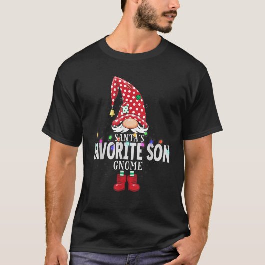 X Mas Santa s Favorite Son Gnome Christmas Matchin T-Shirt (Vorderseite)