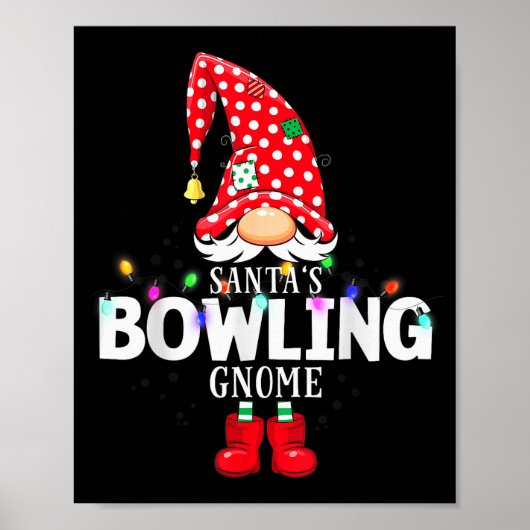 X-mas Santa's Bowling Gnome Christmas Matching Poster (Vorne)
