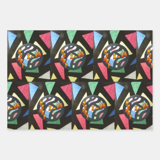 X-mas-Streifenpapierblätter aus beschichtetem Glas Geschenkpapier Set (Vorderseite 2)