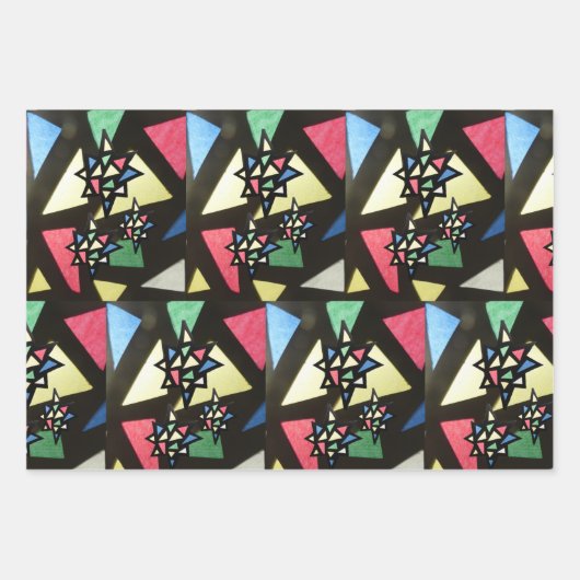 X-mas-Streifenpapierblätter aus beschichtetem Glas Geschenkpapier Set (Vorderseite)