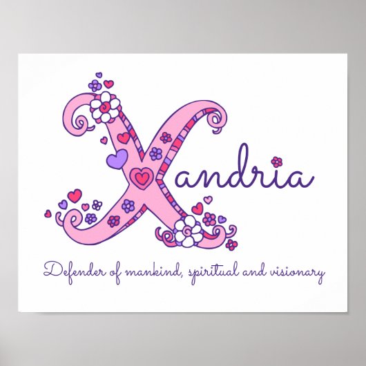 X monogram art Xandria girls name meint poster (Vorne)