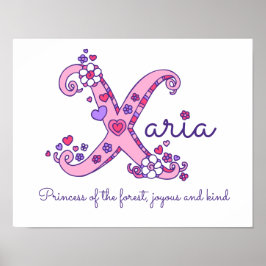 X monogram art Xaria girls name meint poster