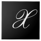 X Monogram Initial White auf Black Fliese (Vorderseite)
