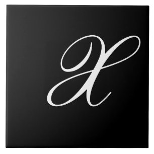 X Monogram Initial White auf Black Fliese
