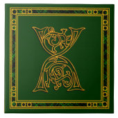 X Monogram "Irish Gold on Green" Keramik Tile Fliese (Vorderseite)