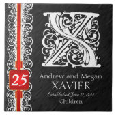 X Monogram "White Lace on Black" Anniversary Tile Fliese (Vorderseite)