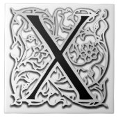 X Monogramm Keramik "Silver Besque" Fliese (Vorderseite)