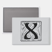 X Monogramm schwarz Magnet (Vorderseite/Rückseite)