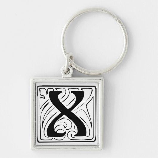 X Monogramm schwarz Schlüsselger Schlüsselanhänger (Vorne)