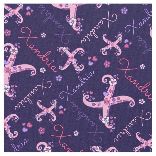 X Monogramm und personalisierte Bezeichnung Willow Stoff (Nahaufnahme)