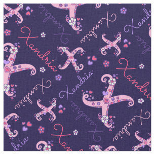 X Monogramm und personalisierter Name Willow Stoff