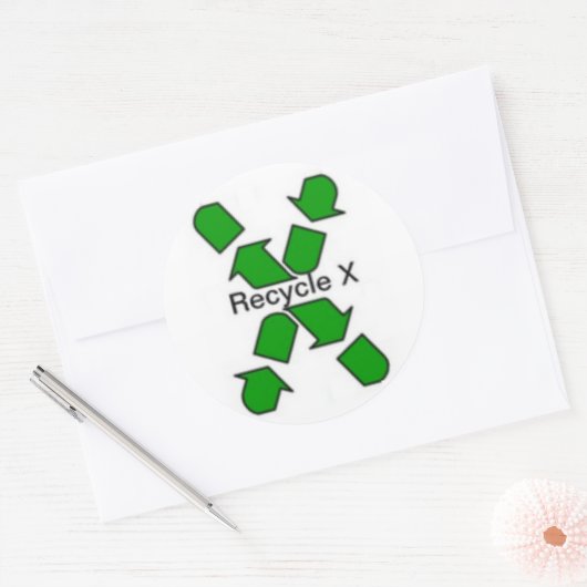X Mülleimer gerecycelt Runder Aufkleber (Umschlag)