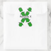 X Mülleimer gerecycelt Runder Aufkleber (Tasche)