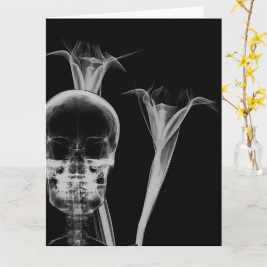 X-Ray Blume & Skull - B&W Karte (Gelbe Blume)