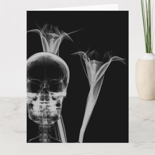 X-Ray Blume & Skull - B&W Karte (Vorderseite)