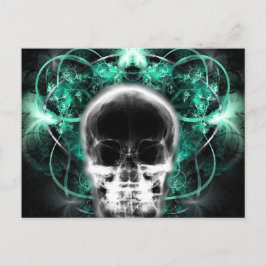 X-Ray Butterfly Fraktal Skull - Aquamarin Postkarte