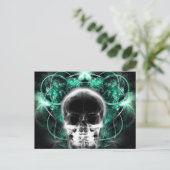X-Ray Butterfly Fraktal Skull - Aquamarin Postkarte (Stehend Vorderseite)