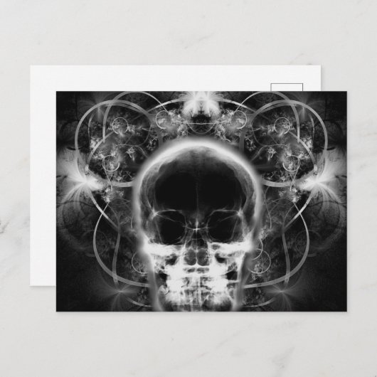 X-Ray Butterfly Fraktal Skull - B&W Postkarte (Vorne/Hinten)