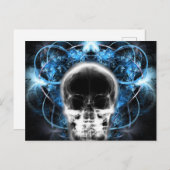 X-Ray Butterfly Fraktal Skull - Blau Postkarte (Vorne/Hinten)