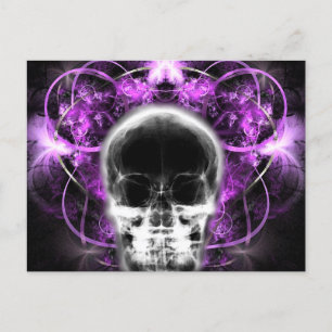 X-Ray Butterfly Fraktal Skull - Fuchsia Postkarte