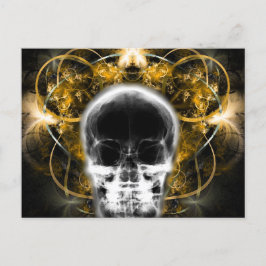 X-Ray Butterfly Fraktal Skull - Gelb Postkarte