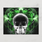 X-Ray Butterfly Fraktal Skull - Green Postkarte (Vorderseite)