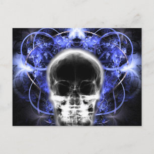X-Ray Butterfly Fraktal Skull - Indigo Postkarte