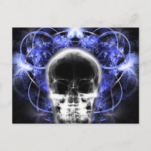 X-Ray Butterfly Fraktal Skull - Indigo Postkarte (Vorderseite)
