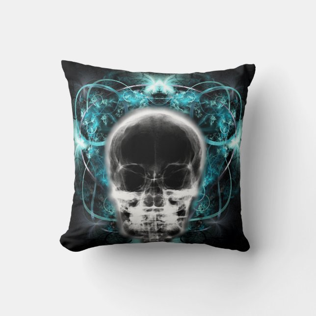 X-Ray Butterfly Fraktal Skull - Light Blue Kissen (Vorderseite)