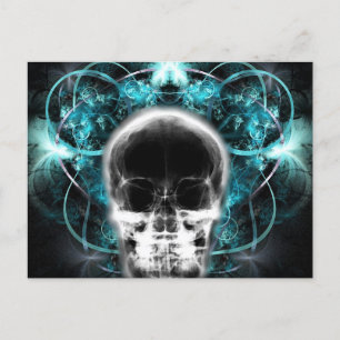 X-Ray Butterfly Fraktal Skull - Light Blue Postkarte