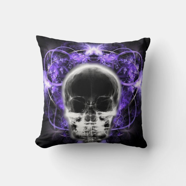 X-Ray Butterfly Fraktal Skull - Lila Kissen (Vorderseite)