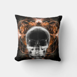 X-Ray Butterfly Fraktal Skull - Orange Kissen