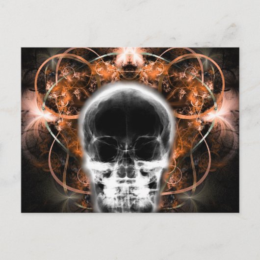 X-Ray Butterfly Fraktal Skull - Orange Postkarte (Vorderseite)