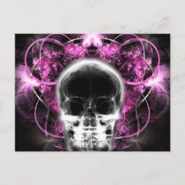 X-Ray Butterfly Fraktal Skull - Rosa Postkarte