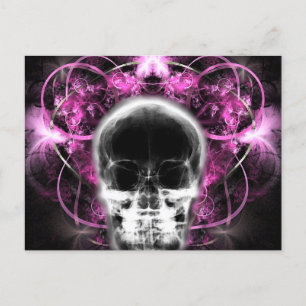 X-Ray Butterfly Fraktal Skull - Rosa Postkarte
