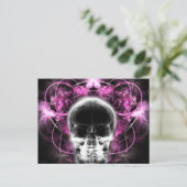 X-Ray Butterfly Fraktal Skull - Rosa Postkarte (Stehend Vorderseite)