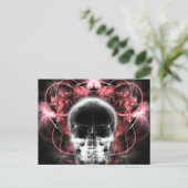 X-Ray Butterfly Fraktal Skull - Rot Postkarte (Stehend Vorderseite)