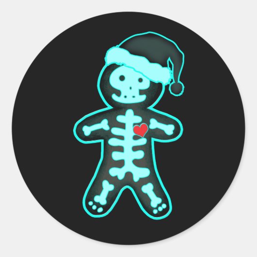 X-Ray Gingerbread Man Skeleton Christmas Nurse Xra Runder Aufkleber (Vorderseite)