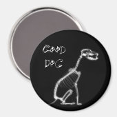 X-RAY GOOD DOG SKELETON SITTING - B&W MAGNET (Vorderseite/Rückseite)