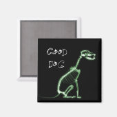 X-RAY GOOD HUND SKELETON SITZEN - GRÜNE MAGNET (Vorderseite/Rückseite)